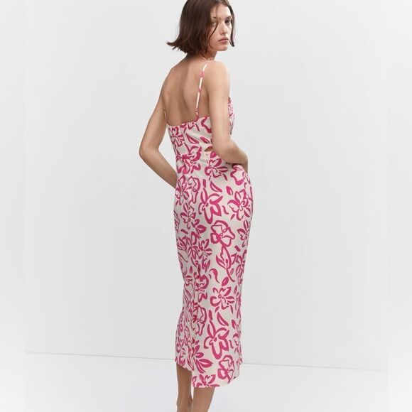 Mango printed linen blend dress with cut out details - Picture 9 of 10